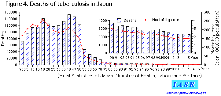 Annual incidence rates for tuberculosis deaths and cases 